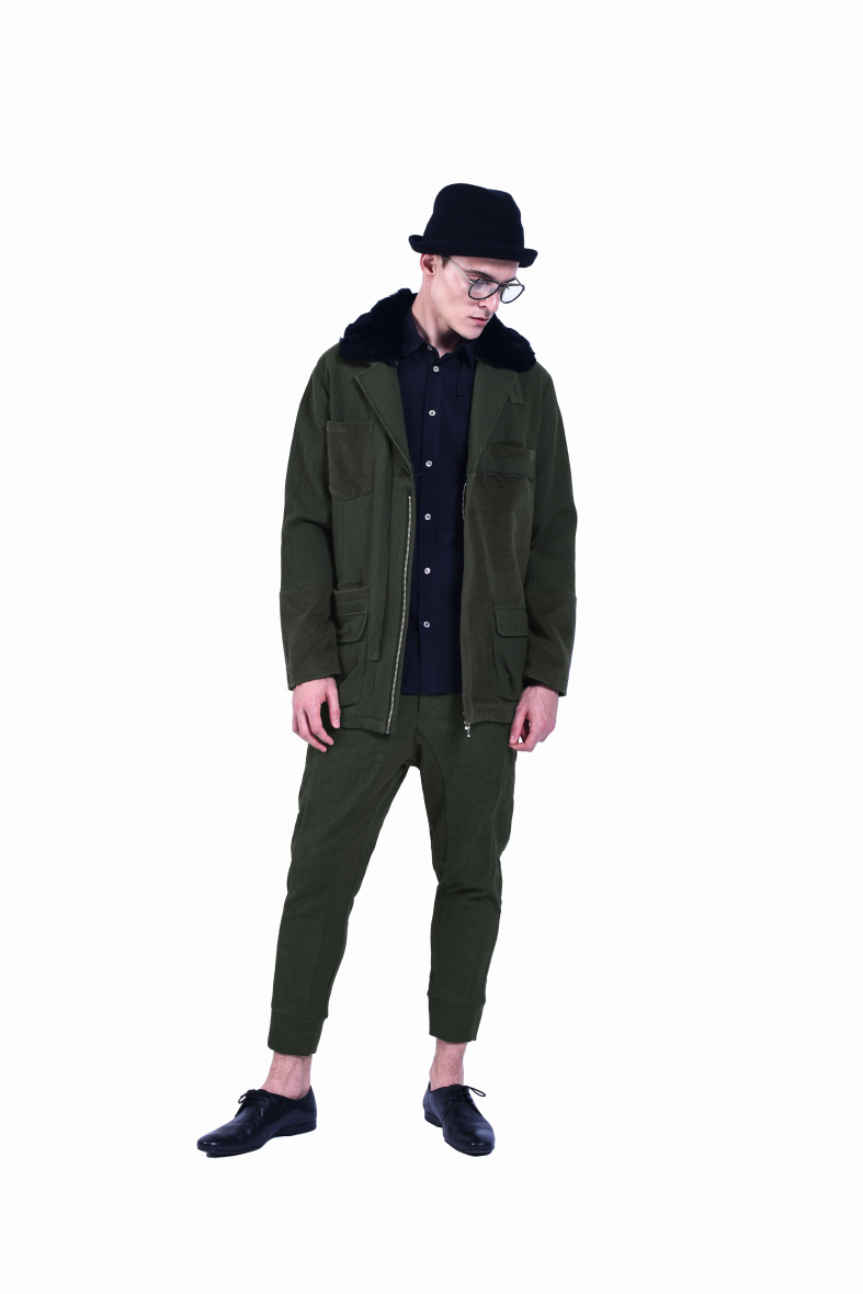 Wholesaler PLACED BY GIDEON - Coat in mixed materials and faux fur collar