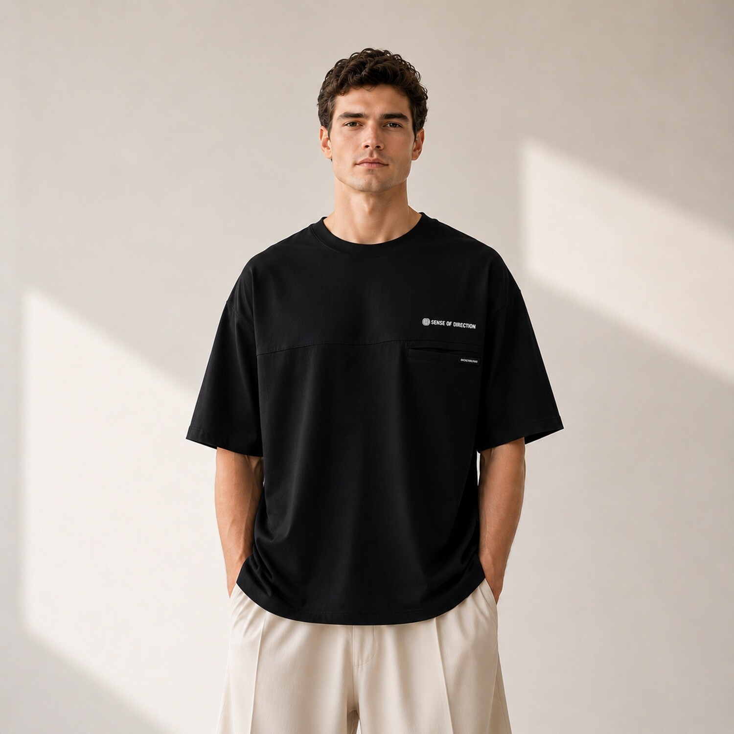 Großhändler PLACED BY GIDEON - Baumwoll-T-Shirt mit dezenter Tasche