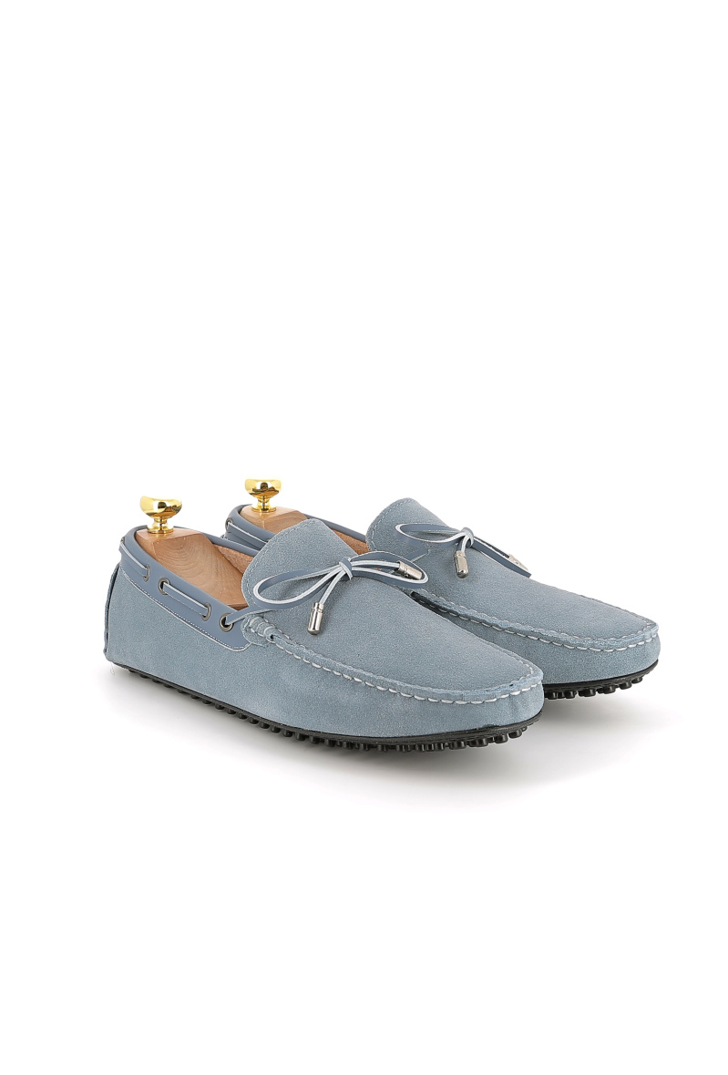 Grossiste Riveleft - Mocassin en cuir nubuck avec accessoire nœud