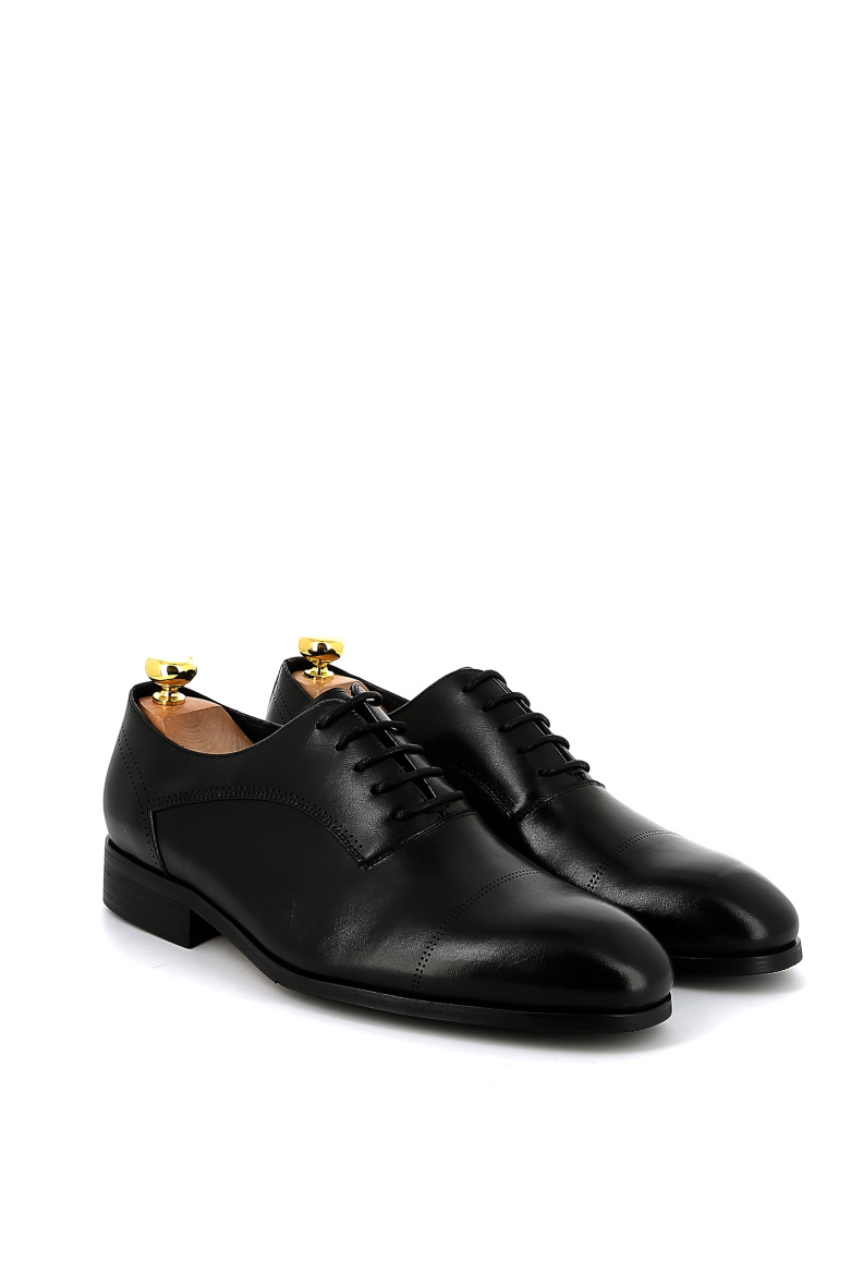 Wholesaler Riveleft - Men's Cap Toe Leather Oxfords with Perforated Detailing