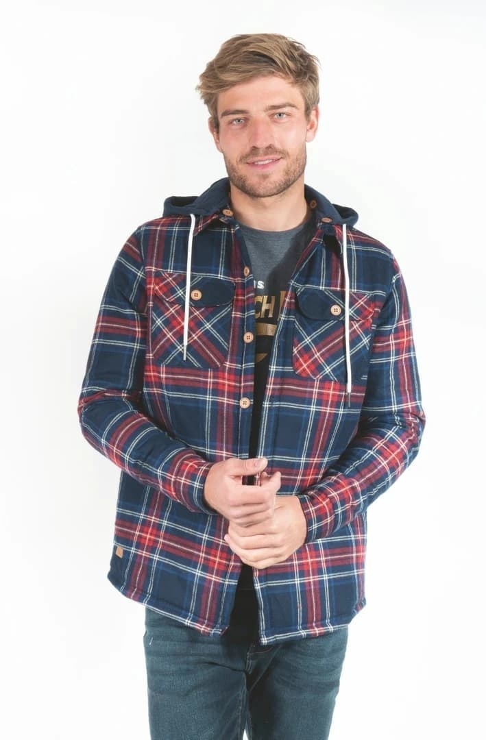 Großhändler RMS 26 BY FRANCE DENIM - Gesteppte Flanelljacke mit Kapuze