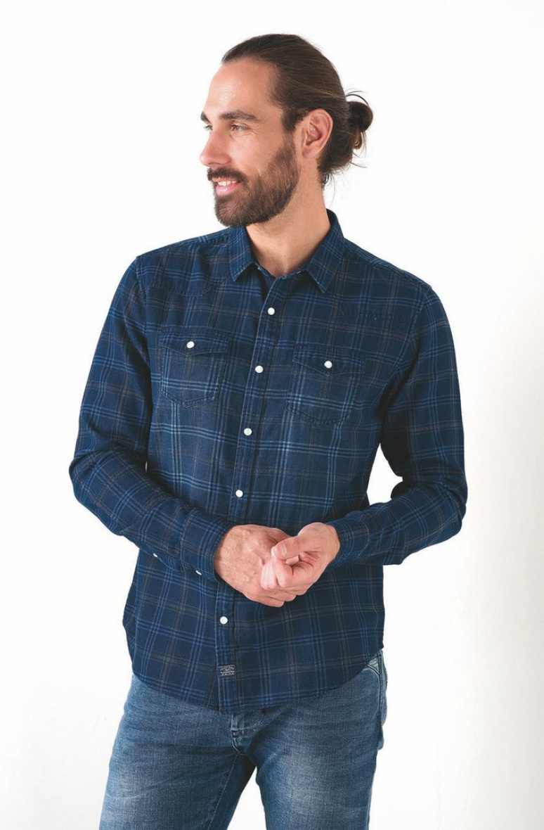 Wholesaler RMS 26 BY FRANCE DENIM - Indigo western check shirt