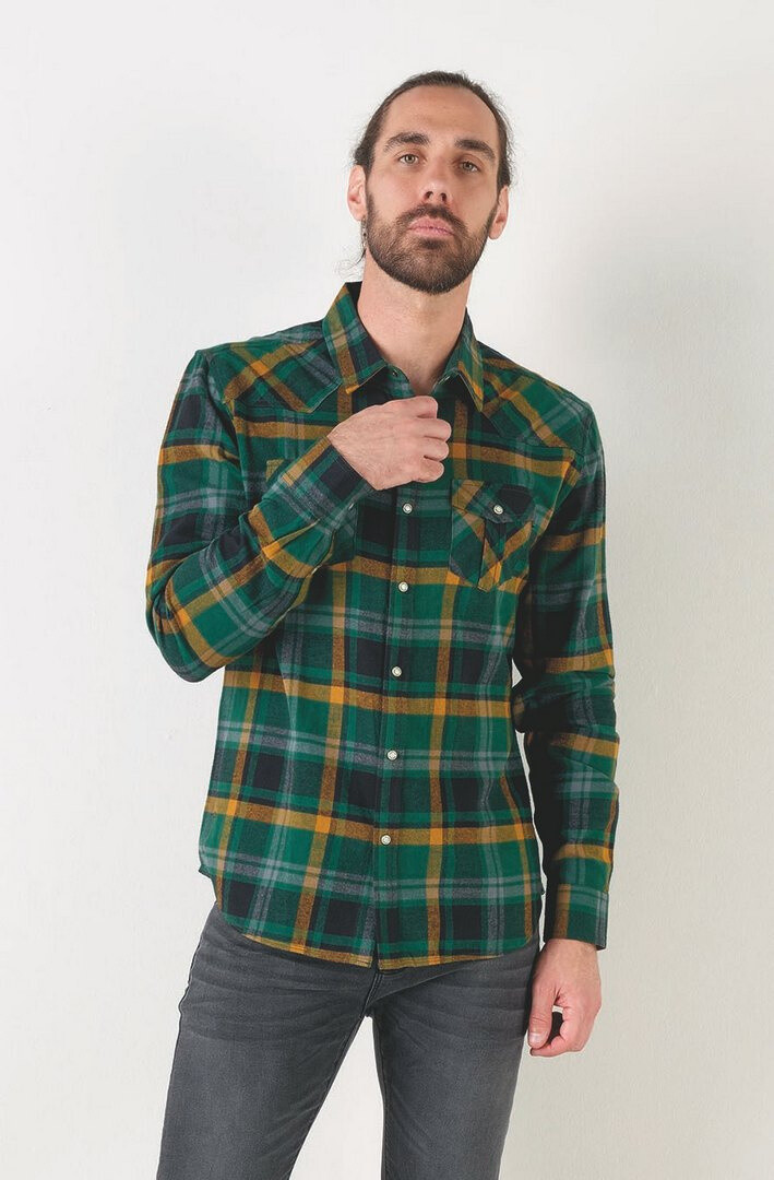 Wholesaler RMS 26 BY FRANCE DENIM - Chevron Flannel Check Shirt