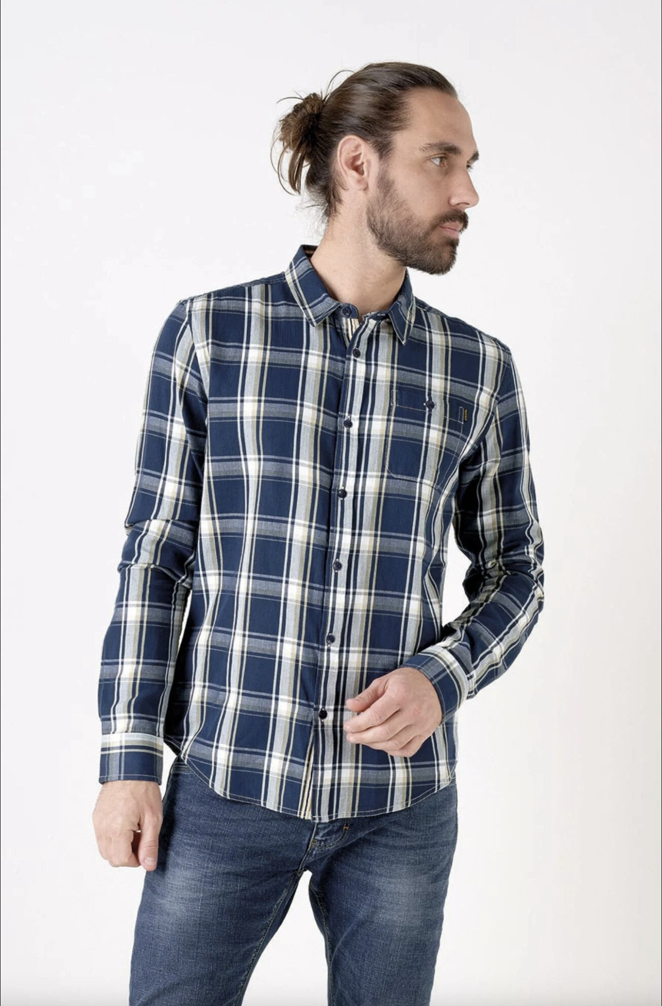 Großhändler RMS 26 BY FRANCE DENIM - Langarm-Hemd mit Fischgrät-Karo