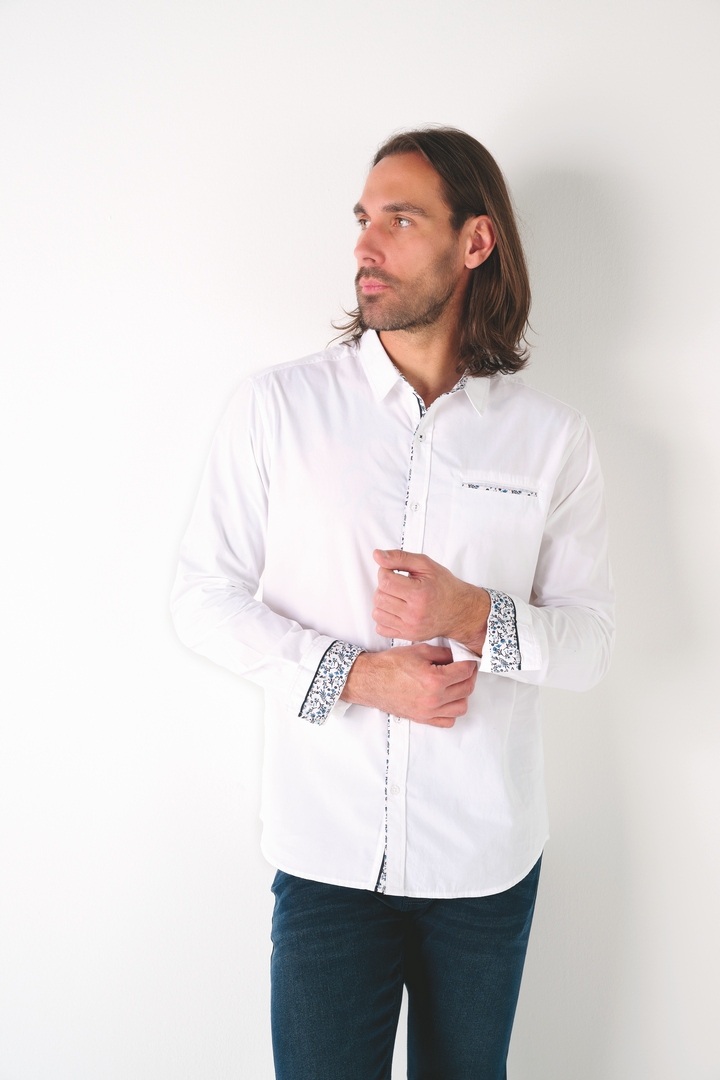 Großhändler RMS 26 BY FRANCE DENIM - Langarm Popeline Hemd mit Druck