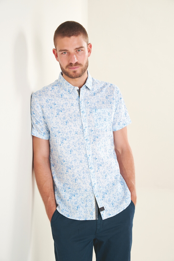 Grossista RMS 26 BY FRANCE DENIM - Camicia stampata in lino melange