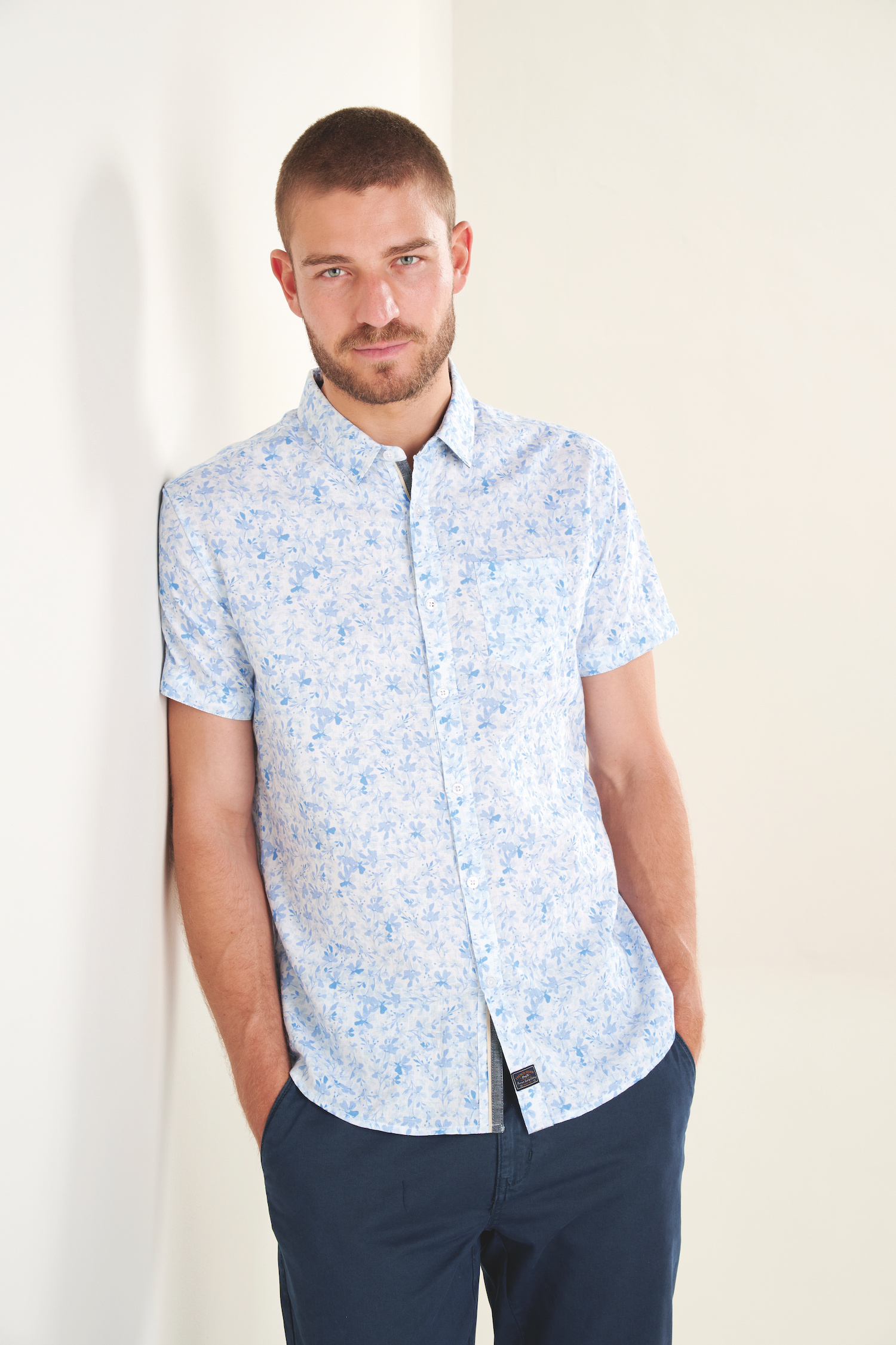 Wholesaler RMS 26 BY FRANCE DENIM - Printed linen blend shirt