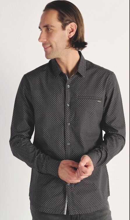 Grossiste RMS 26 BY FRANCE DENIM - Chemise ML popeline AOP géométrique black