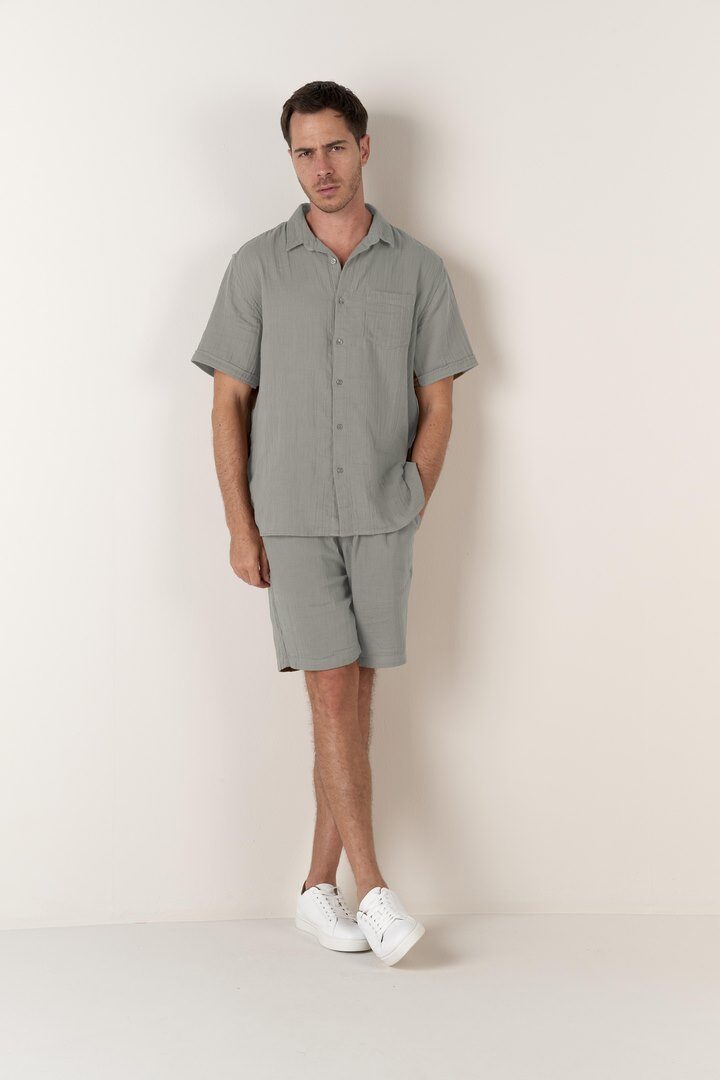 Grossista RMS 26 BY FRANCE DENIM - Completo Camicia + Bermuda in Doppia Garza