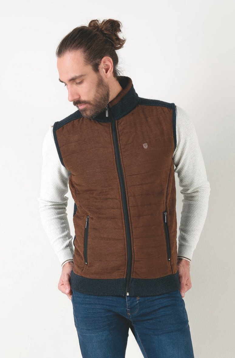 Grossiste RMS 26 BY FRANCE DENIM - Gilet sans manche bimatière alcantara