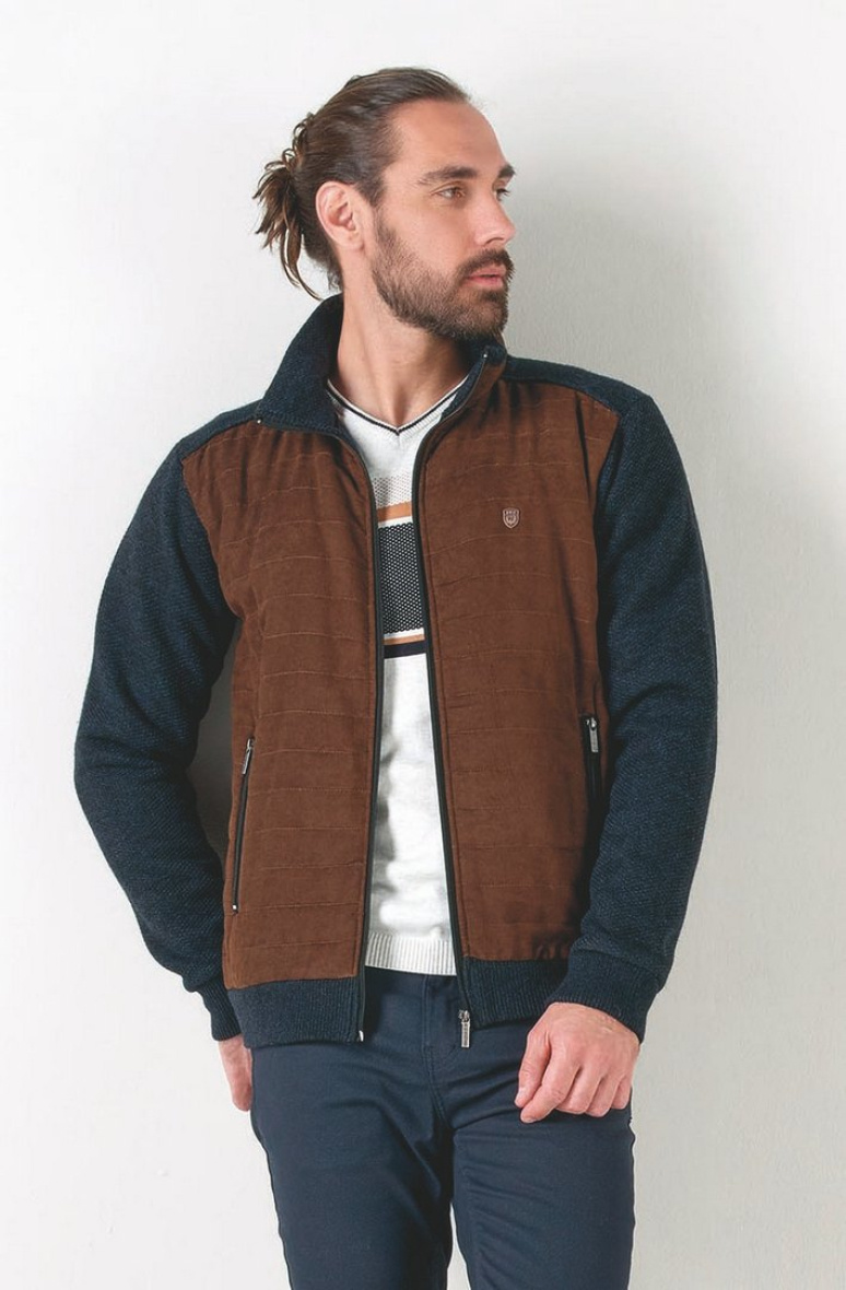 Grossiste RMS 26 BY FRANCE DENIM - Gilet bimatiere alcantara.