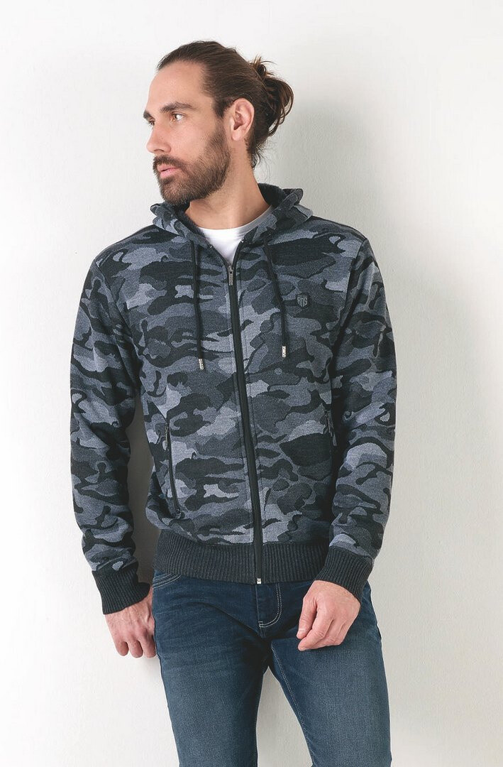 Grossista RMS 26 BY FRANCE DENIM - Gilet con cappuccio in sherpa doppio camouflage