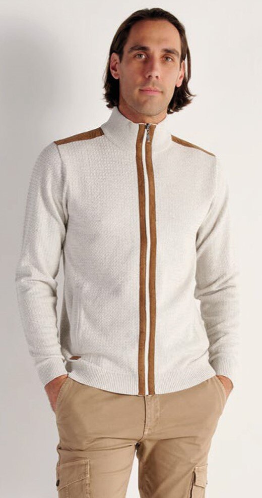Mayorista RMS 26 BY FRANCE DENIM - Chaleco de punto estructurado calibre 12 con detalles de alcantara