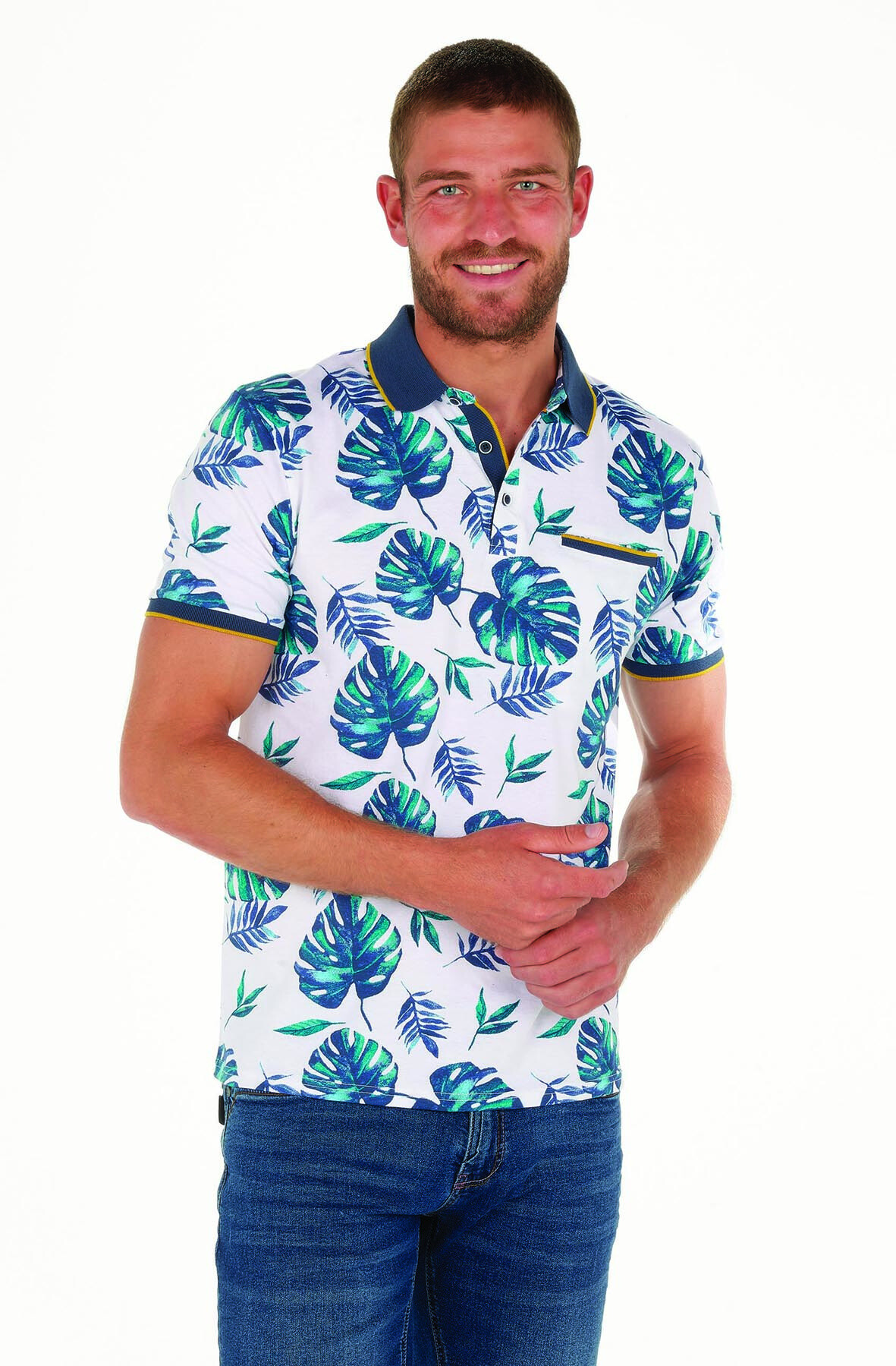 Grossista RMS 26 BY FRANCE DENIM - Monstera Aop Polo