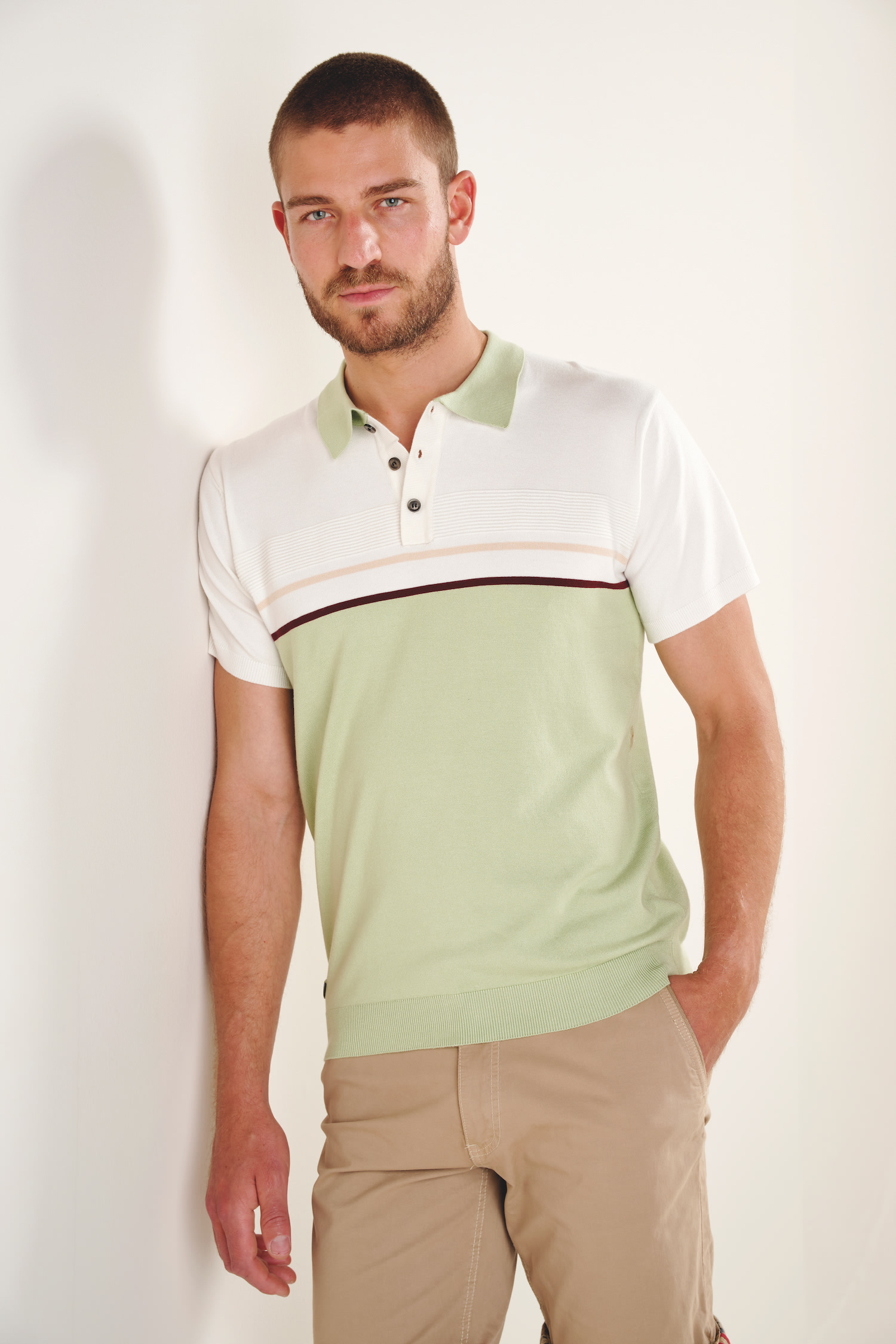 Großhändler RMS 26 BY FRANCE DENIM - Zweifarbiges Jacquard-Strickpolo