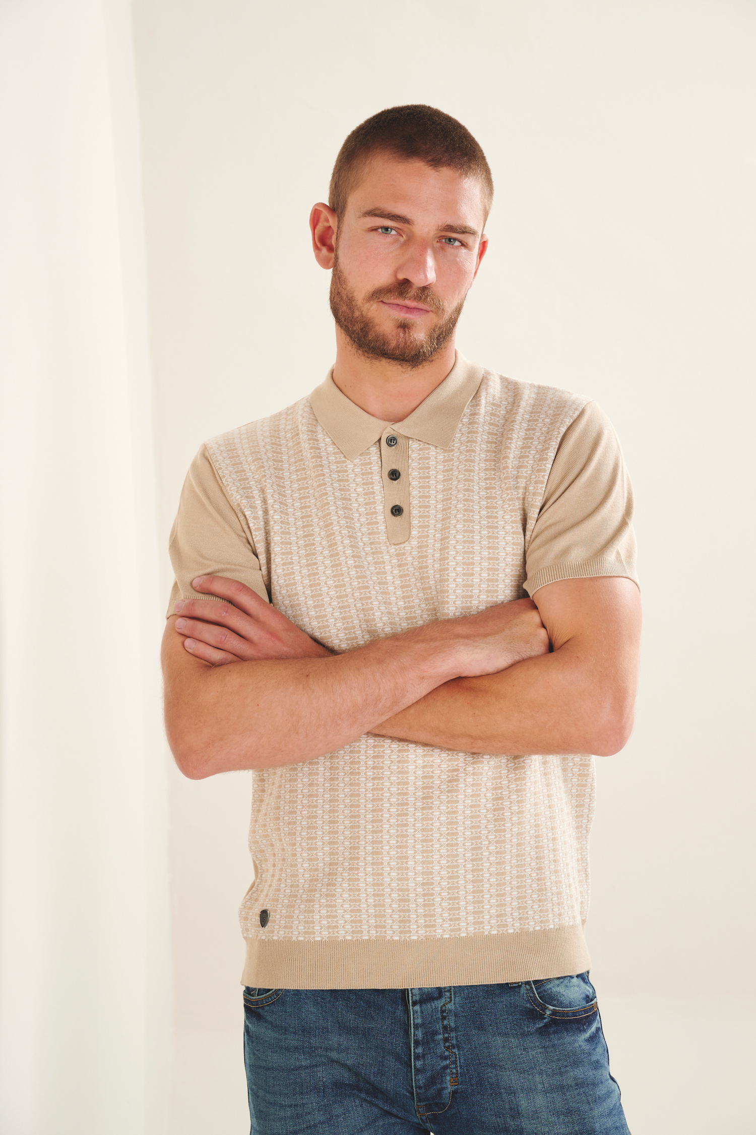 Wholesaler RMS 26 BY FRANCE DENIM - Two-tone jacquard knit polo