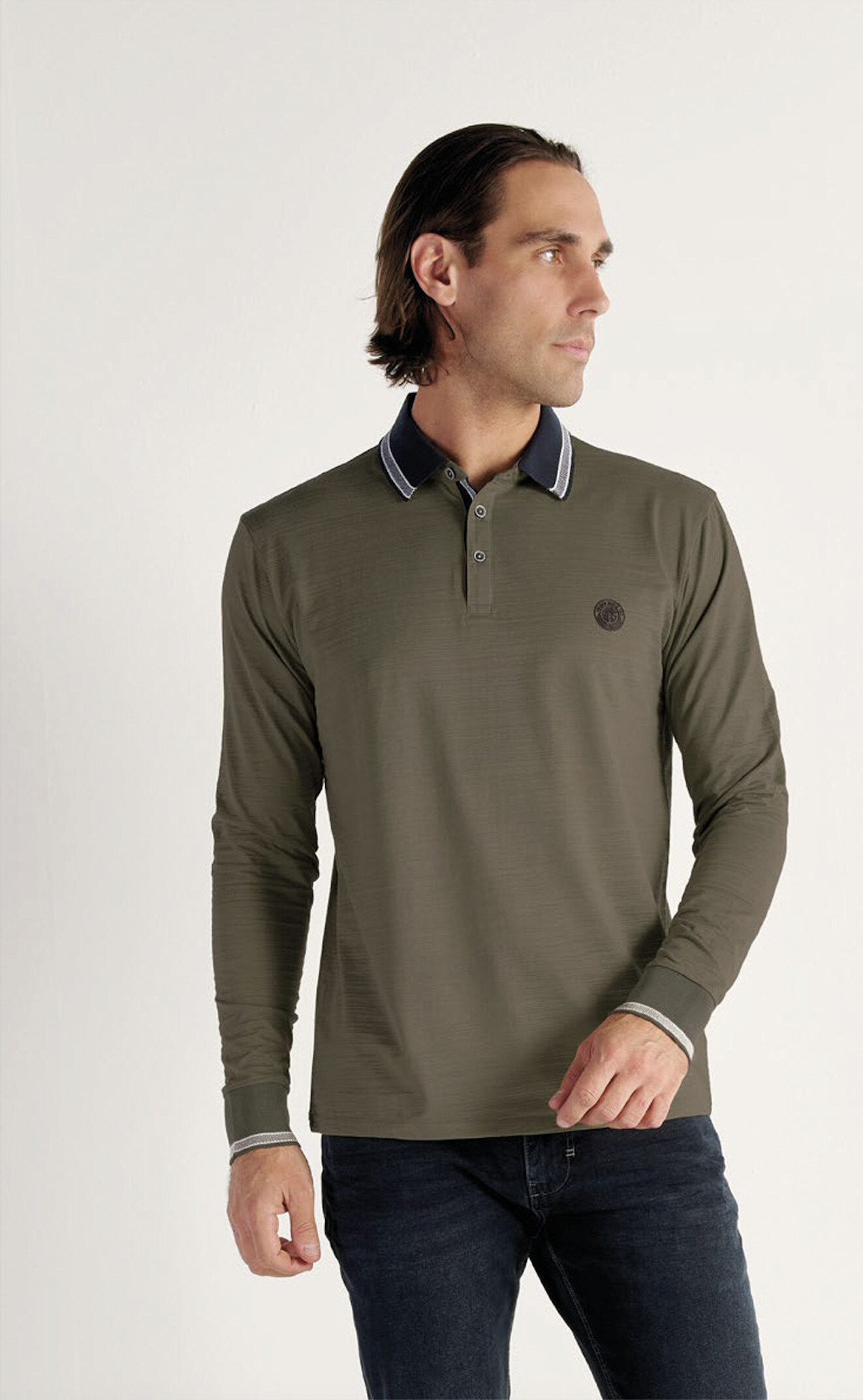 Grossiste RMS 26 BY FRANCE DENIM - POLO ML Microstripes slub Stretch
