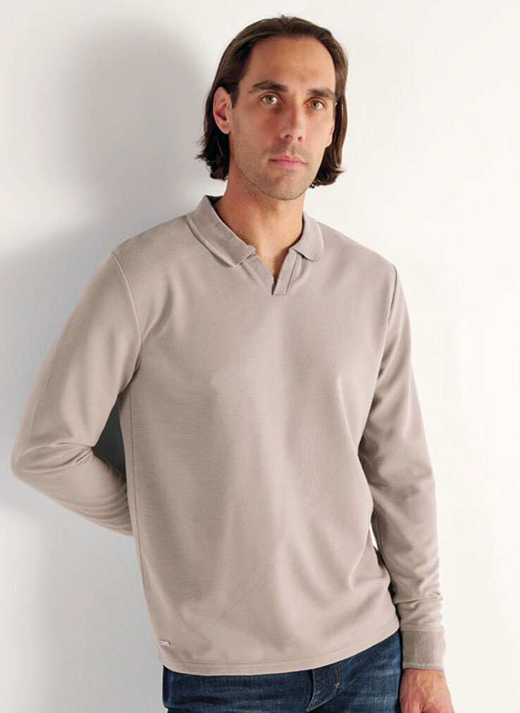 Grossiste RMS 26 BY FRANCE DENIM - Polo ML col ouvert ottoman