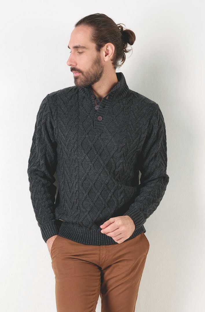 Grossista RMS 26 BY FRANCE DENIM - Maglione irlandese con colletto button-down J5
