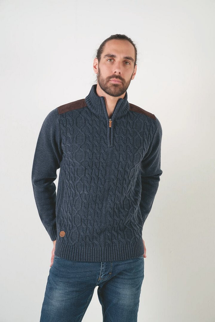 Grossista RMS 26 BY FRANCE DENIM - Maglia con colletto da ciclismo Torsades J5