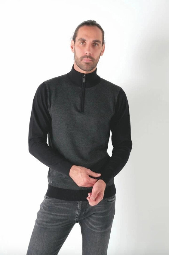 Mayorista RMS 26 BY FRANCE DENIM - Suéter de Cuello Ciclista Jacquard Bicolor