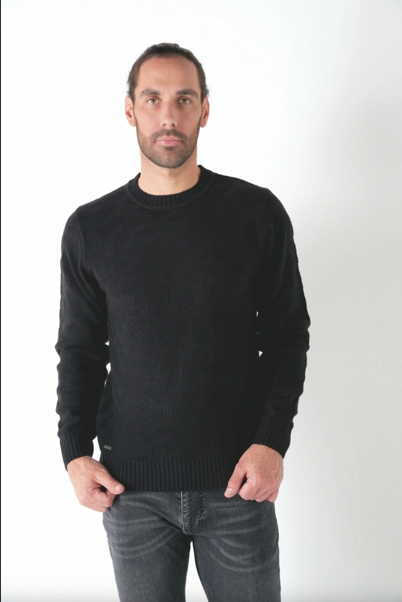Grossiste RMS 26 BY FRANCE DENIM - Pull col rond jacquard géométrique jauge 5