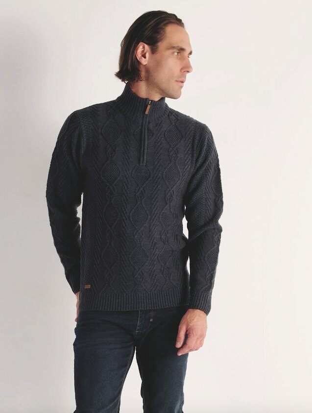 Grossiste RMS 26 BY FRANCE DENIM - Pull jauge 5 col cycliste irlandais