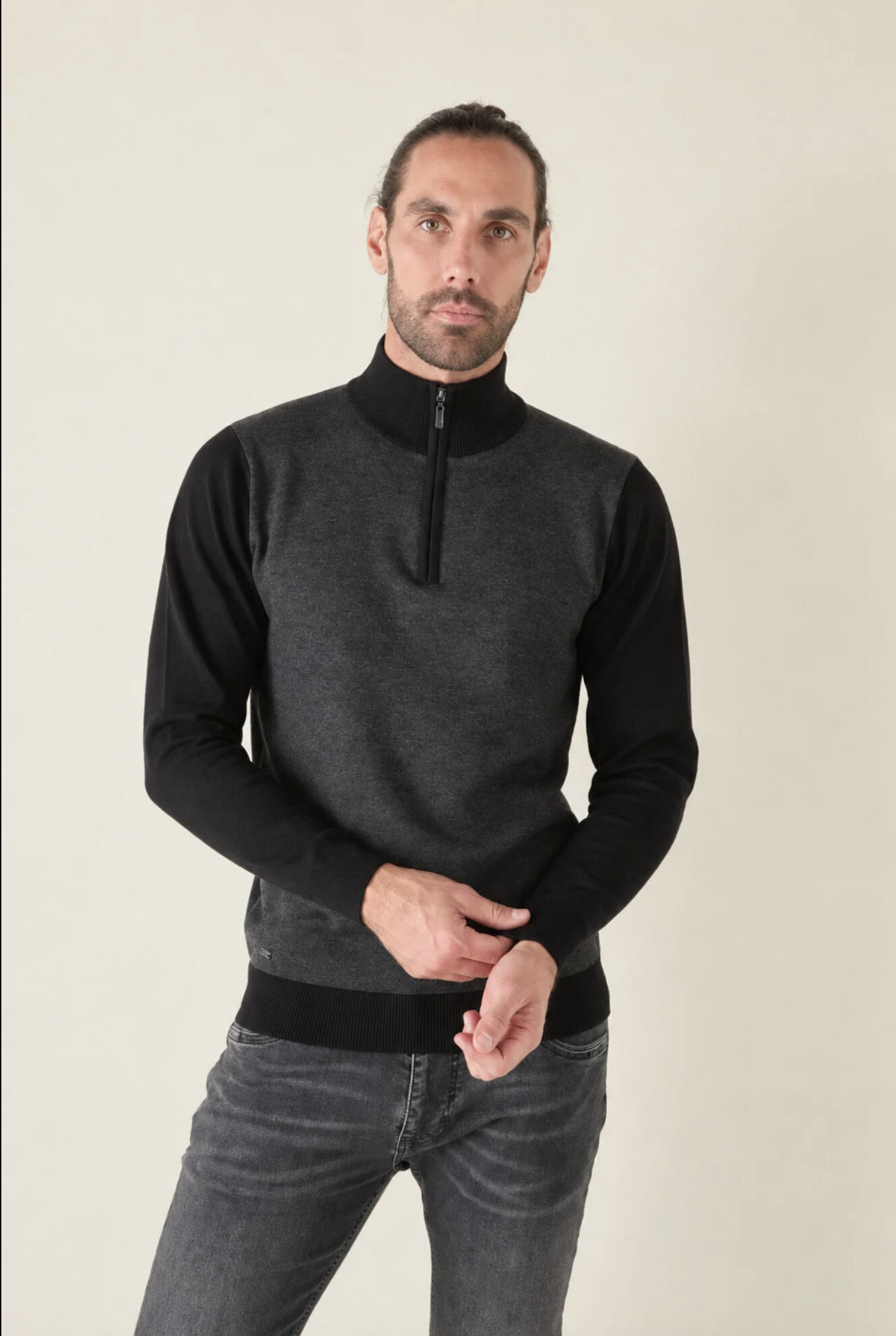 Mayorista RMS 26 BY FRANCE DENIM - Suéter de cuello ciclista jacquard bicolor Calibre 12