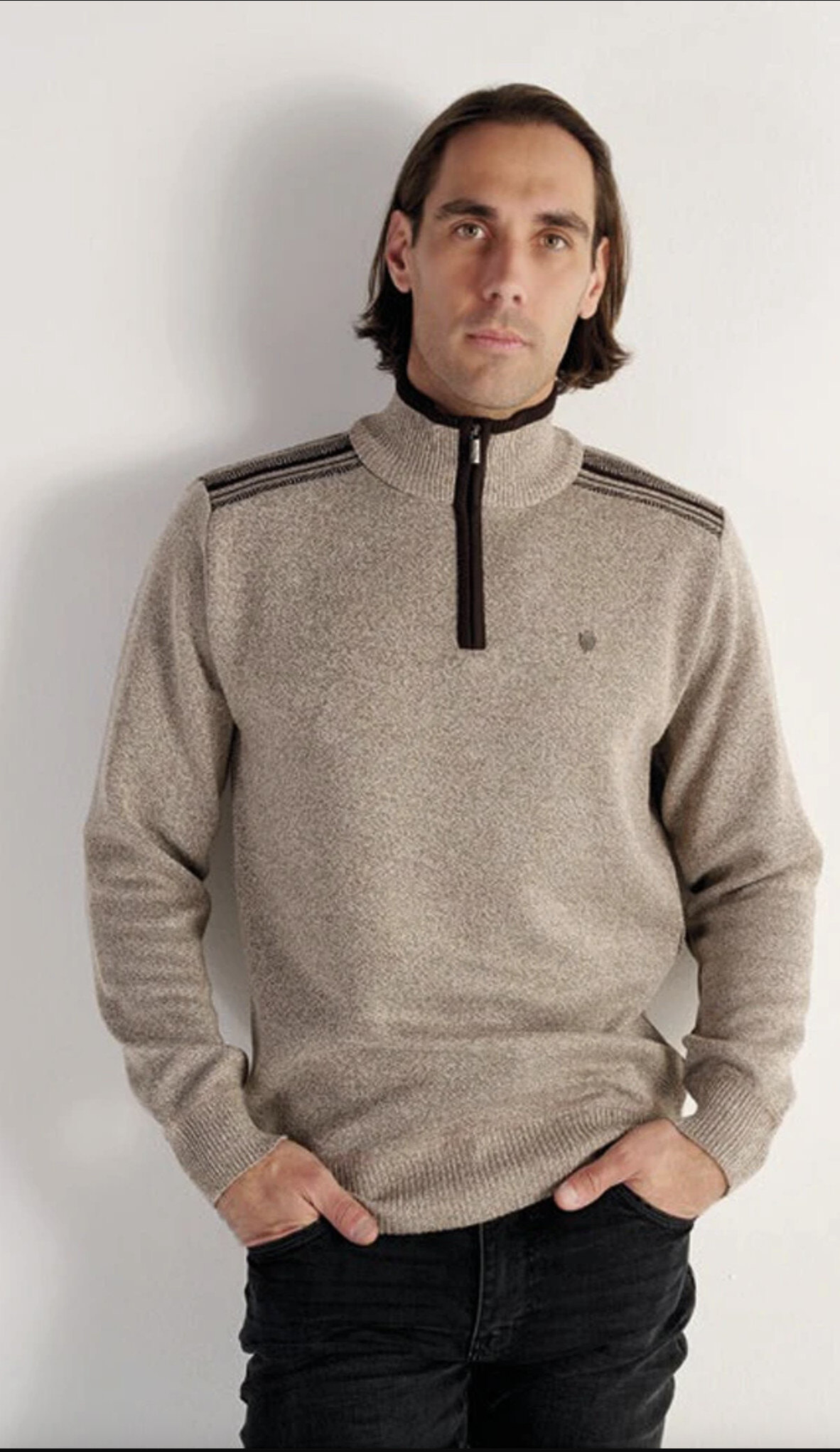 Grossiste RMS 26 BY FRANCE DENIM - Pull Jauge 12 col cycliste galons