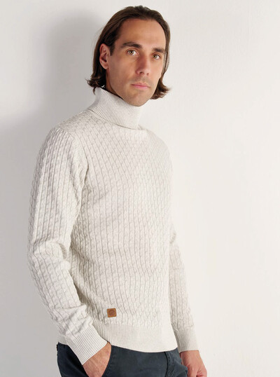Mayorista RMS 26 BY FRANCE DENIM - Jersey de Cuello Alto con Mini Trenzas, Calibre 12 Mayorista RMS 26 BY FRANCE DENIM - Jersey de Cuello Alto con Mini Trenzas, Calibre 12