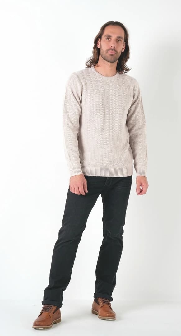 Wholesaler RMS 26 BY FRANCE DENIM - Chevron Jacquard Crew Neck Sweater Gauge 7