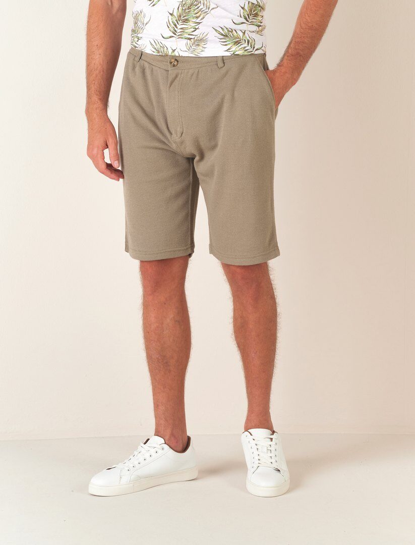 Wholesaler RMS 26 BY FRANCE DENIM - Honeycomb chino Bermuda shorts with semi-elastic waistband