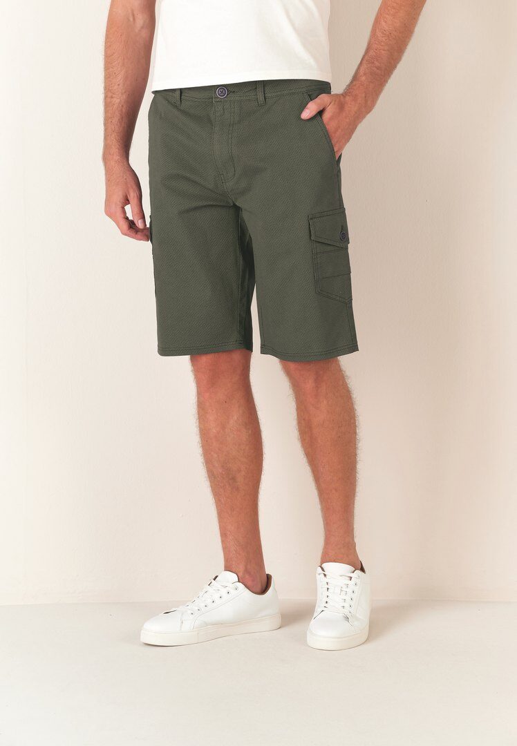 Wholesaler RMS 26 BY FRANCE DENIM - Cargo Bermuda Shorts with Micro Pattern Stretch Twill