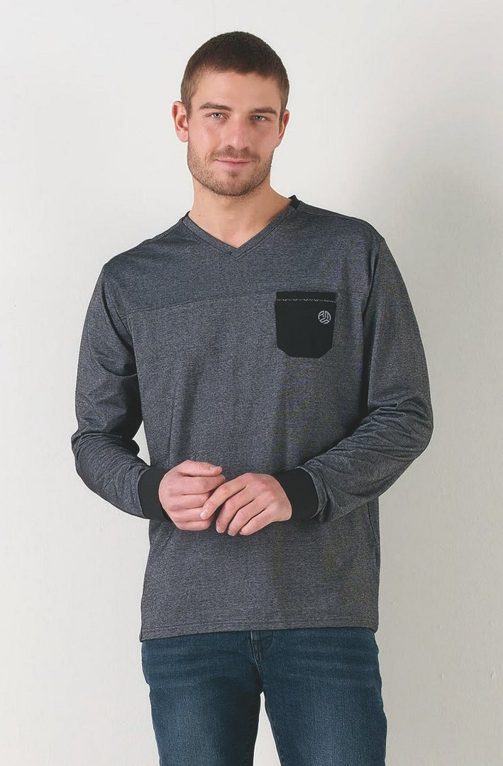 Wholesaler RMS 26 BY FRANCE DENIM - Microstripes V-Neck T-Shirt