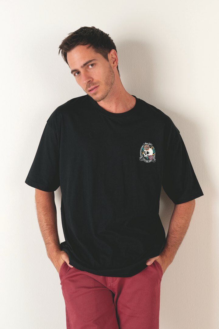 Grossiste RMS 26 BY FRANCE DENIM - Tee shirt MC Jersey, imprimé SKULL TATOO