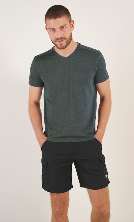 Großhändler RMS 26 BY FRANCE DENIM - Übergrößen V-Ausschnitt T-Shirt mit Brusttasche