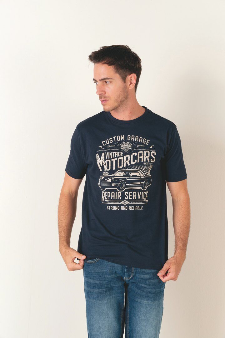 Großhändler RMS 26 BY FRANCE DENIM - Jersey-T-Shirt mit Motor-Print auf der Brust