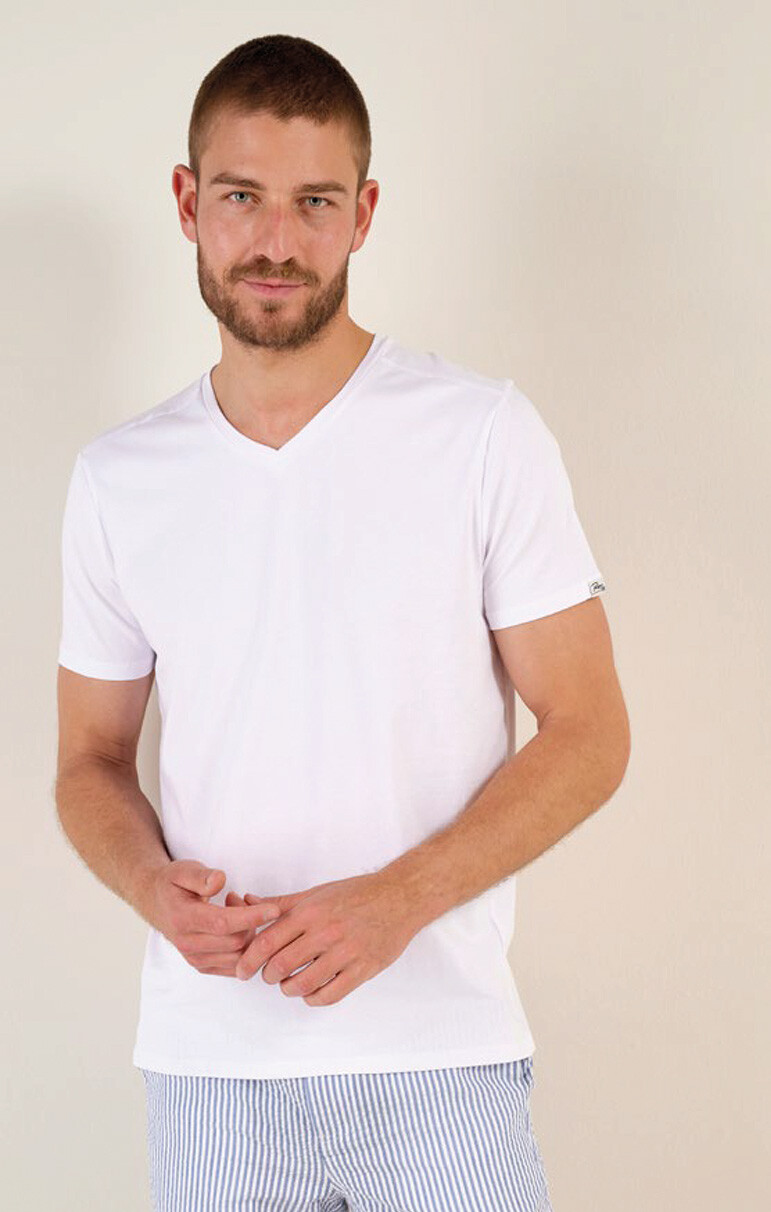 Mayorista RMS 26 BY FRANCE DENIM - Camiseta básica de manga corta con cuello en V y elástico