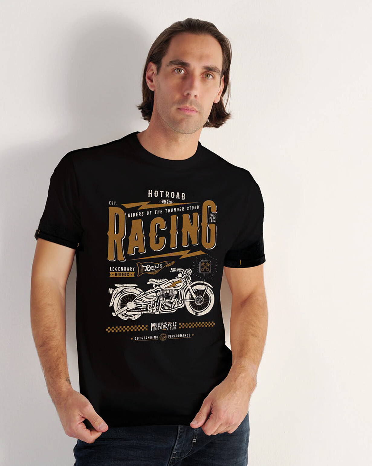 Mayorista RMS 26 BY FRANCE DENIM - Camiseta de manga corta con estampado MOTOR