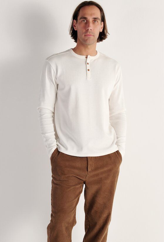 Wholesaler RMS 26 BY FRANCE DENIM - Long sleeve textured tee with Tunisian collar