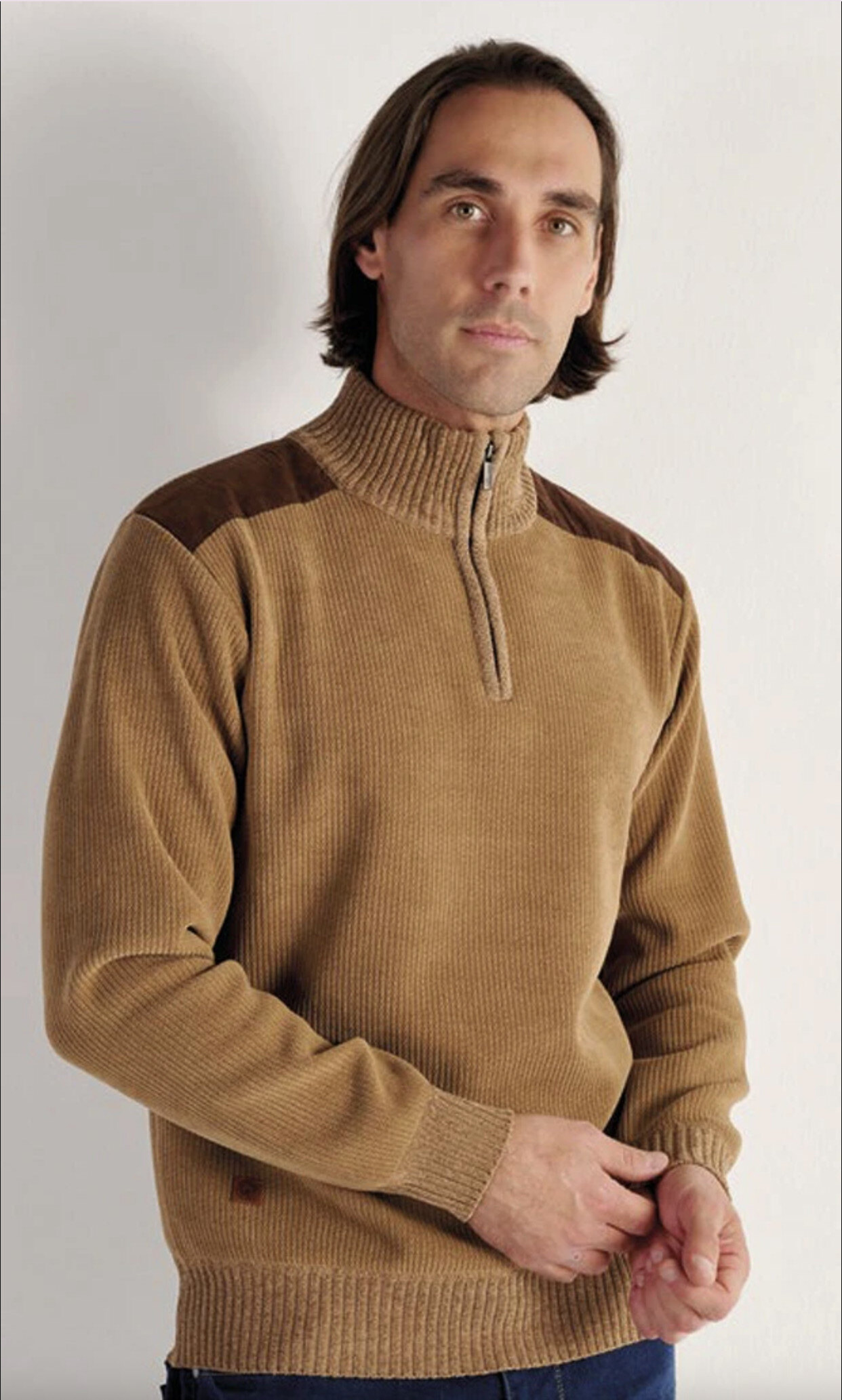 Grossiste RMS 26 BY FRANCE DENIM - Pull Col cycliste côtelé CHENILLE