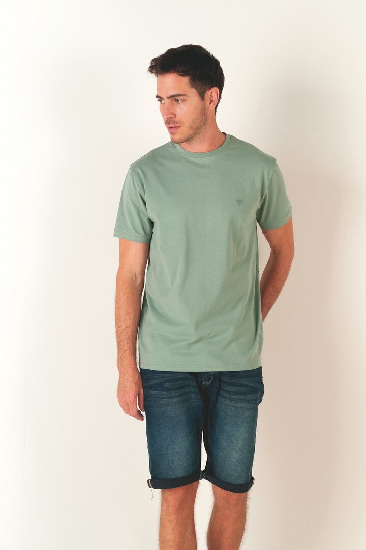 Großhändler RMS 26 BY FRANCE DENIM - Stretch-Jersey-T-Shirt mit Rundhalsausschnitt
