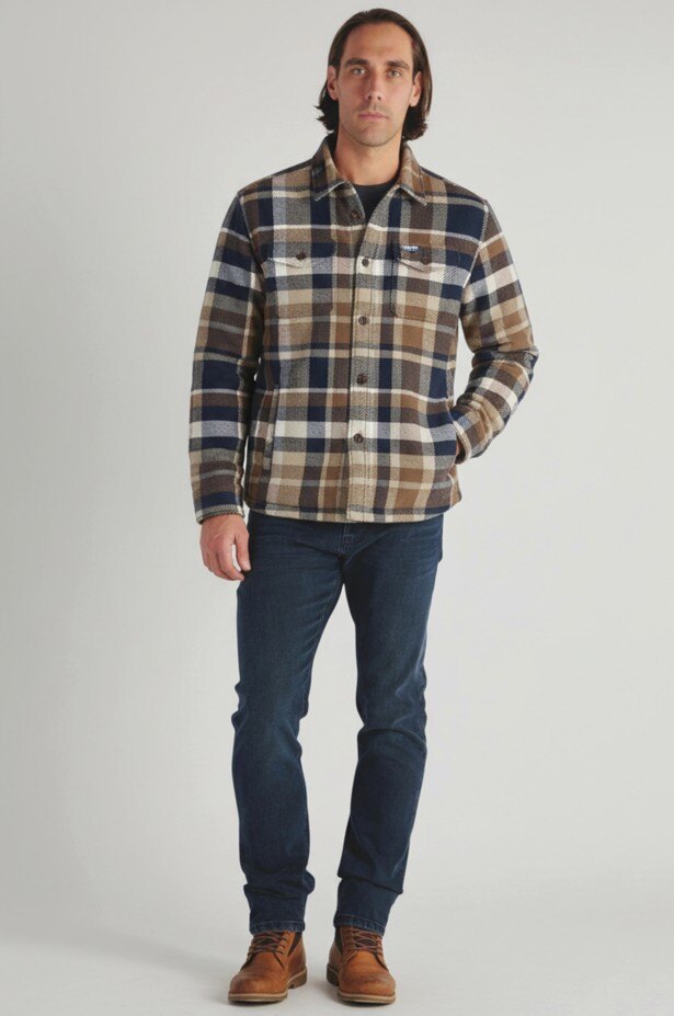 Wholesaler RMS 26 BY FRANCE DENIM - Sherpa-Lined Checkered Overshirt