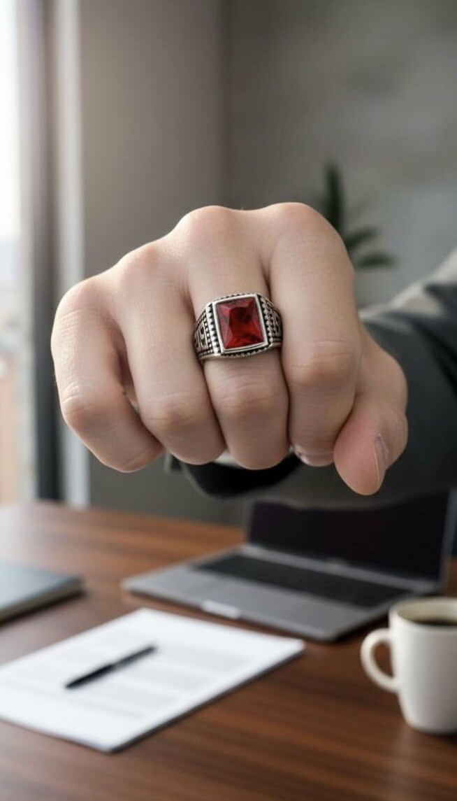 Großhändler ROSA - Steinring aus Edelstahl