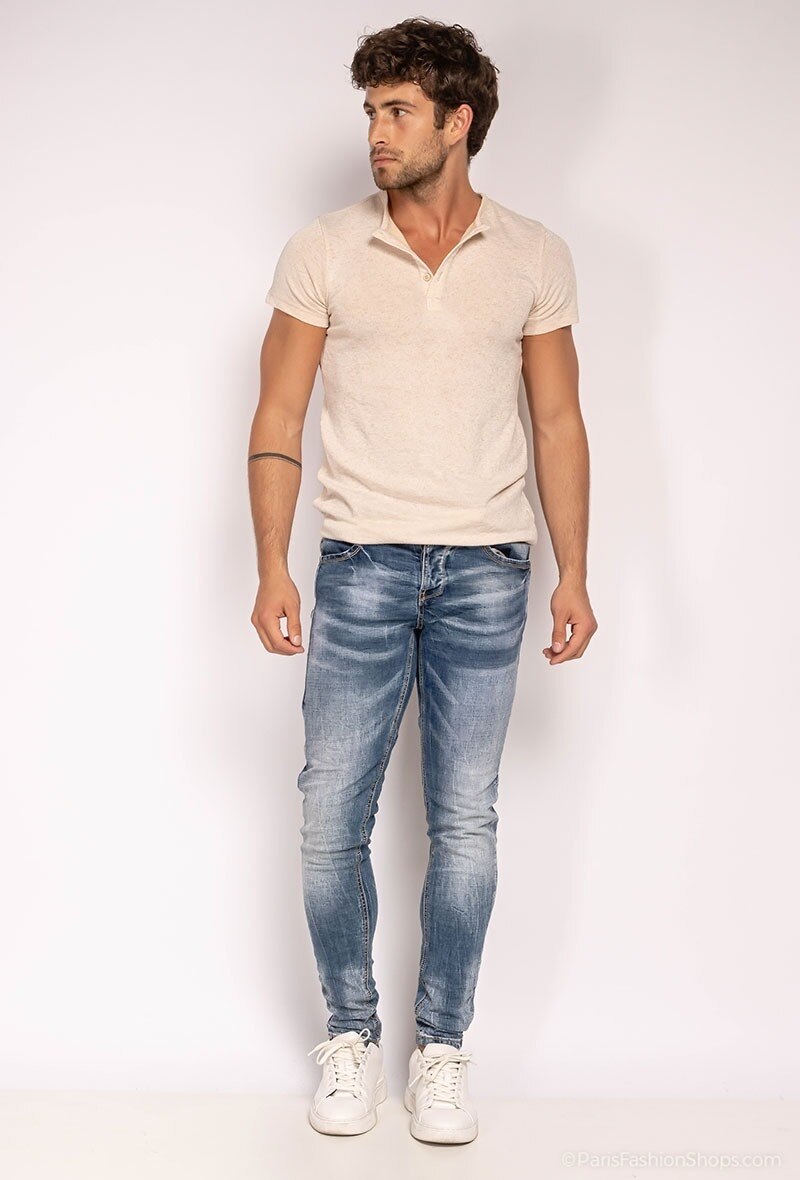 Großhändler ROSS CARRA - Röhrenjeans in blauer Waschung