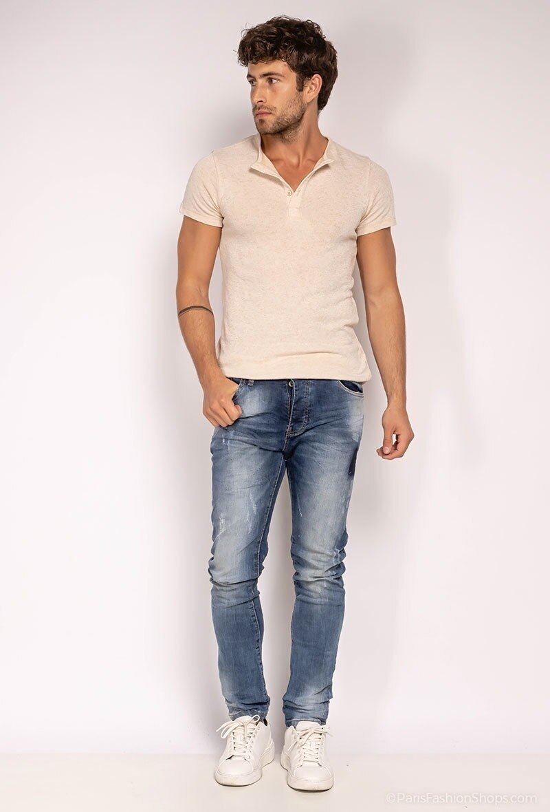 Großhändler ROSS CARRA - Blaue Slim-Fit-Stretch-Jeans