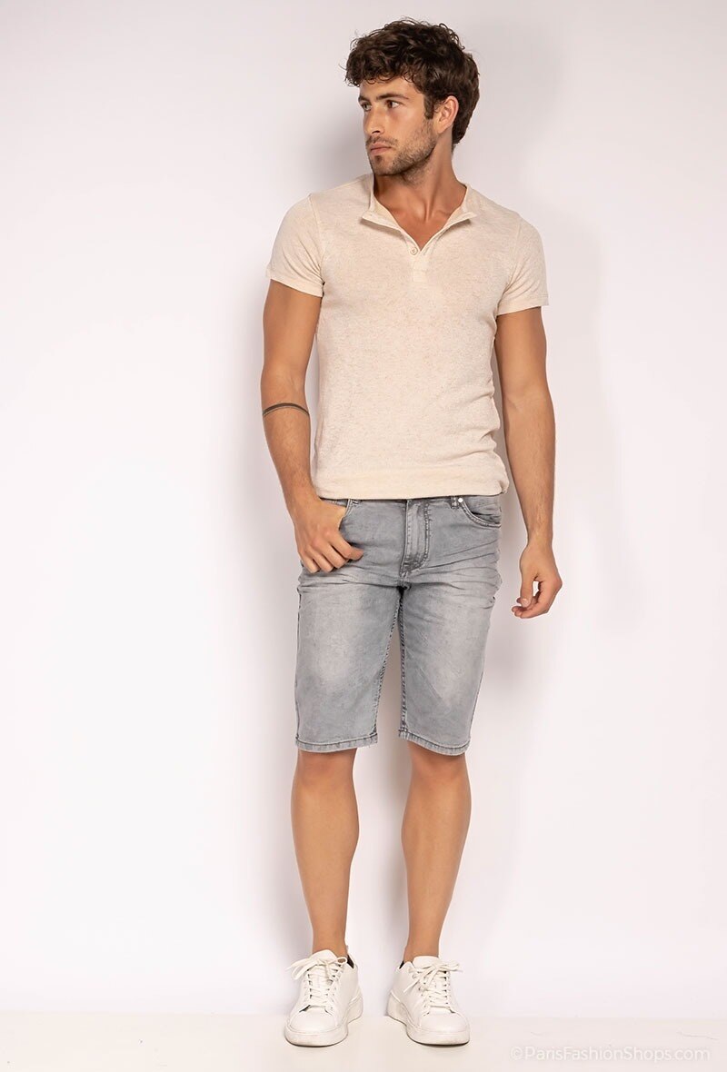 Großhändler ROSS CARRA - Comfy Simple Graue Jeansshorts