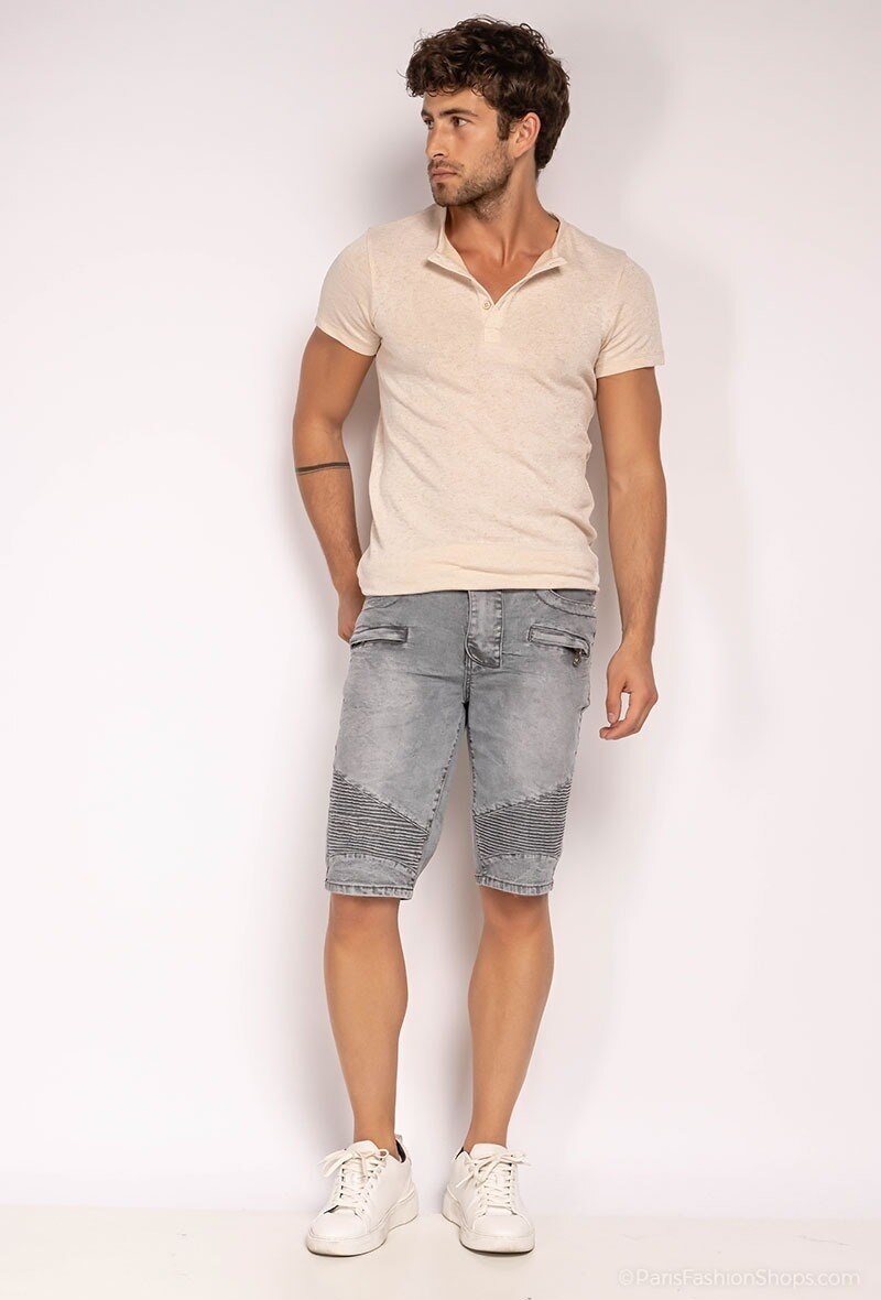 Mayorista ROSS CARRA - Comfy Biker Short vaquero motero gris