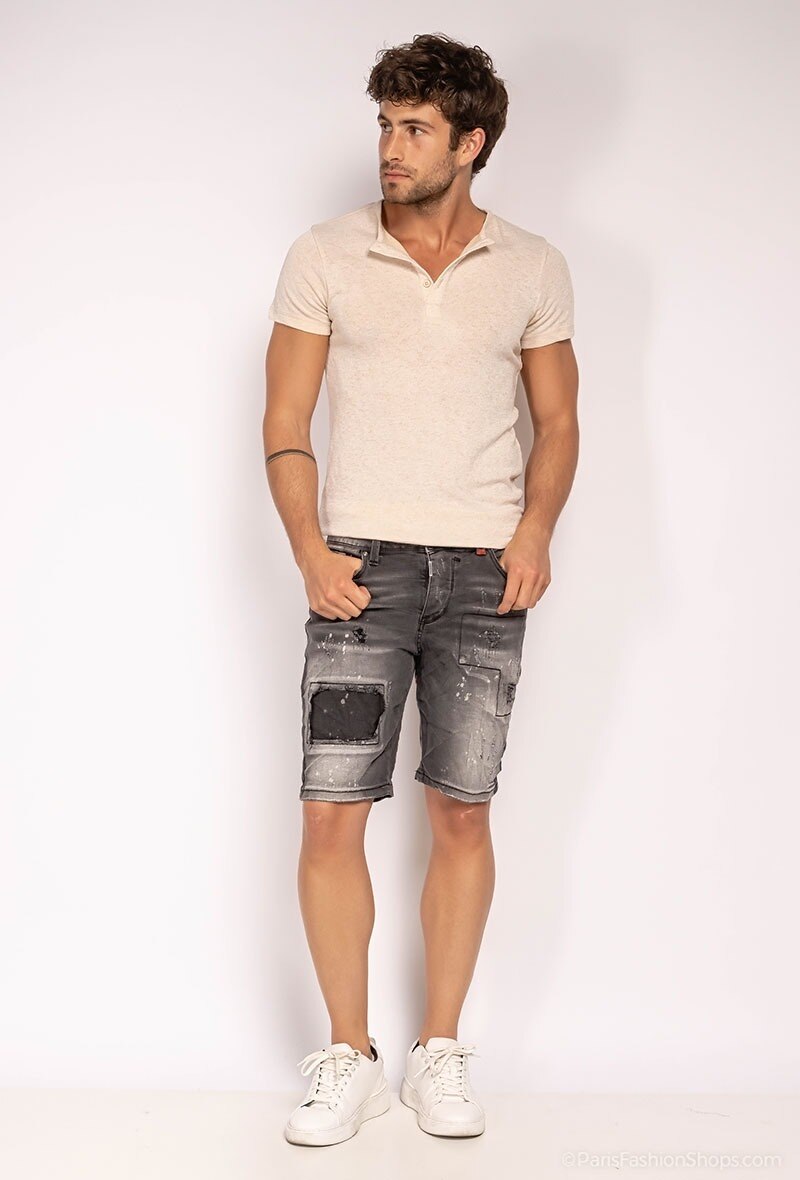 Großhändler ROSS CARRA - Dark Sideral Denim-Shorts Dunkelgrau