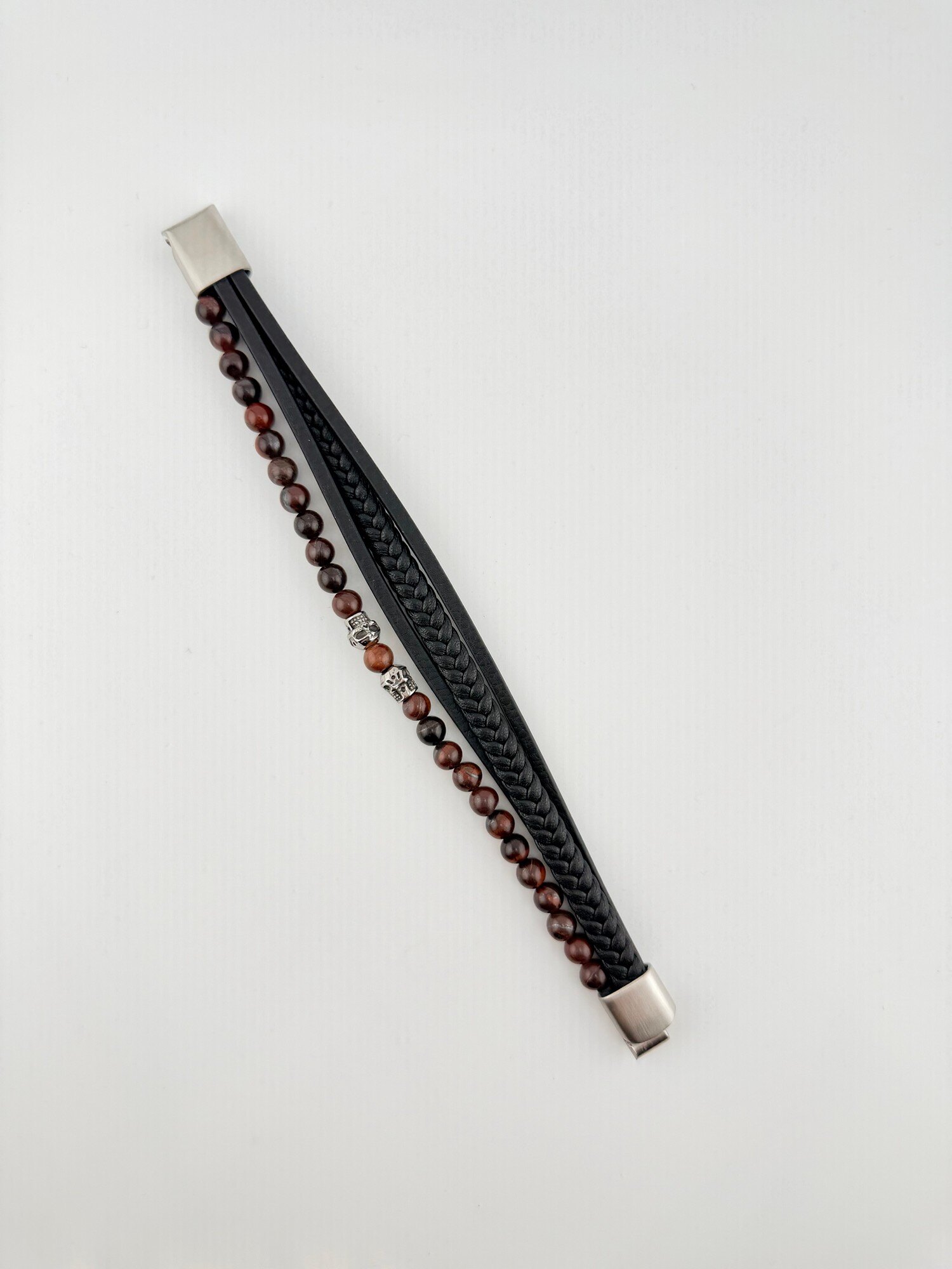 Großhändler Sans Marque - HERREN LEDER STAHL ARMBAND 7